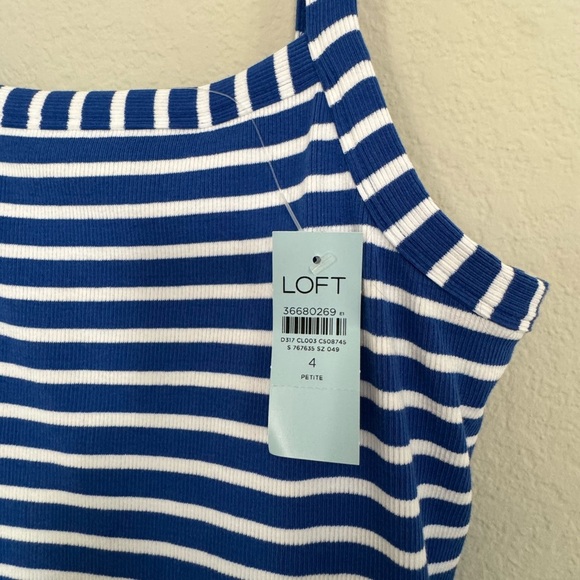 LOFT Blue and White Striped Dress NWT - Picture 2 of 6